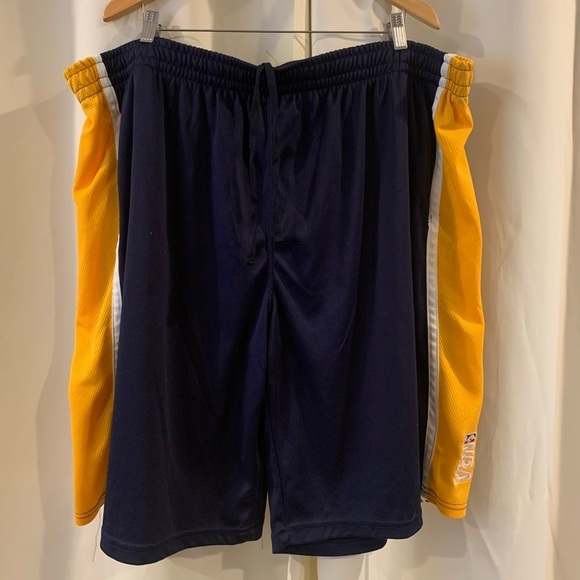 Mens NBA Basketball Shorts Athletic‎ Workout Gym Mesh Navy Blue Yellow 3XL - Picture 1 of 5